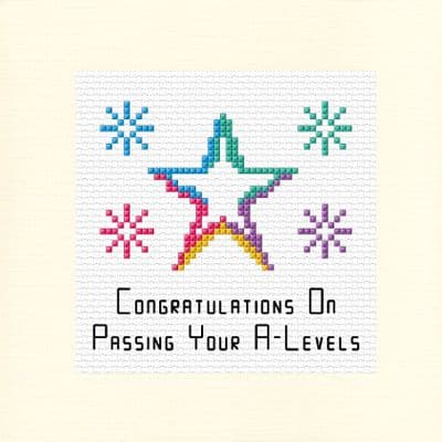 Colourful Star: Passing Your A-Levels Cross Stitch Card Kit | 14ct Square 5.5