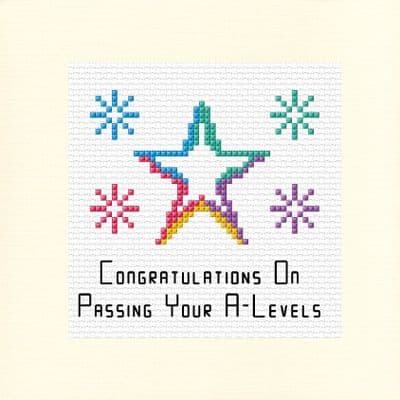 Congratulations on Passing Your A Levels,  Colourful Star Greeting Card Cross Stitch Kit 5.5