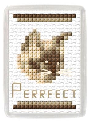 Cream & Brown Cat, Fridge Magnet ~ 14 Count Cross Stitch Kit