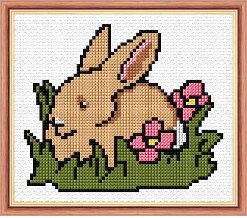 Cute Brown Bunny Rabbit Starter/Beginner Kit - 14 Count Cross Stitch