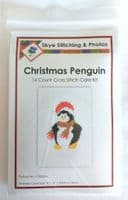 Cute Penguin Christmas Cross Stitch Card Kit | A6 Oval 14ct