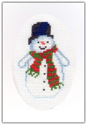 Cute Snowman: Christmas Cross Stitch Card Kit | Oval 14ct A6