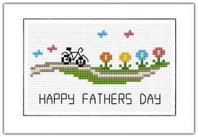 Cycling Amongst the Flowers, Happy Fathers Day ~ 14 Count Cross Stitch Card Kit