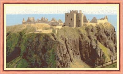 Dunnottar Castle Ruins: Counted Cross Stitch Kit or Chart | 14ct 18