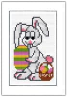 Easter Bunny & Egg Basket Card, Stripy Egg ~ 14 Count Cross Stitch Kit