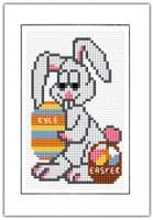 Easter Bunny Basket Stripy Egg Cross Stitch Card Kit | 14ct A6