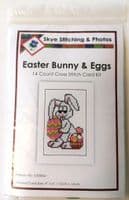 Easter Bunny Basket Zigzag Egg Cross Stitch Card Kit | 14ct A6
