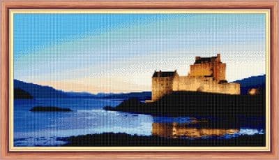 Eilean Donan Castle at Night: Counted Cross Stitch Kit or Chart | 14ct 19
