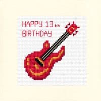 Electric Guitar Happy Birthday Cross Stitch Card Kit | 14ct Square 5.5