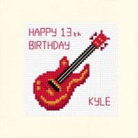 Electric Guitar Happy Birthday Cross Stitch Card Kit | 14ct Square 5.5