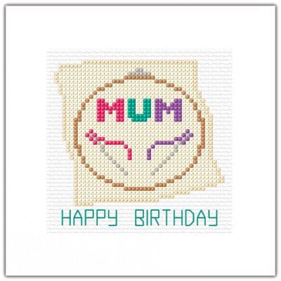 Embroidery Hoop  with Needle Design ~ Happy Birthday MUM, Card Cross Stitch Kit 5.5