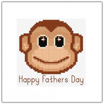 Fathers Day, Cartoon Monkey ~ Greeting Card Cross Stitch Kit 5.5