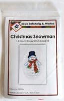 Cute Snowman Christmas Cross Stitch Card Kit | Oval 14ct A6