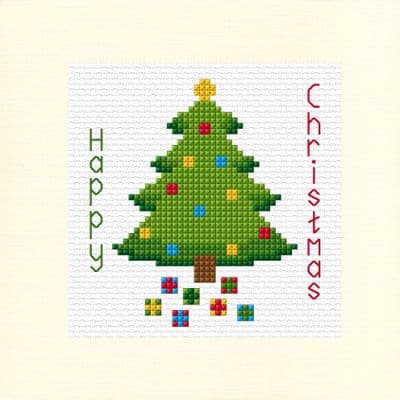 Festive Tree: Happy Christmas Cross Stitch Card Kit | 14ct Square 5.5