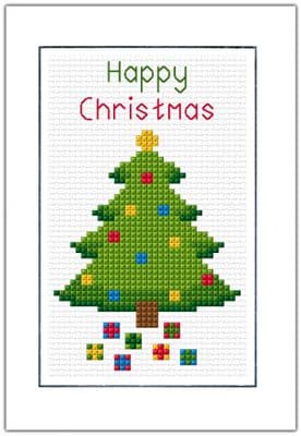 Festive Tree: Happy Christmas Cross Stitch Card Kit | Oblong 14ct A6
