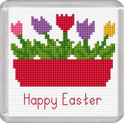Flower Box Coaster: Happy Easter Counted Cross Stitch Kit | 16ct 3.8