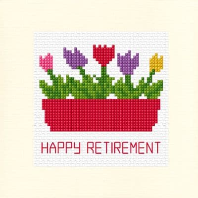 Flower Box - Retirement Greeting Card Cross Stitch Kit 5.5
