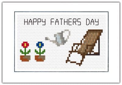 Garden Chair + Flowers, Happy Fathers Day ~ 14 Count Cross Stitch Card Kit