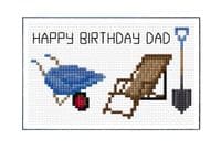 Garden Chair & Tools Happy Birthday Cross Stitch Card Kit | 14ct A6
