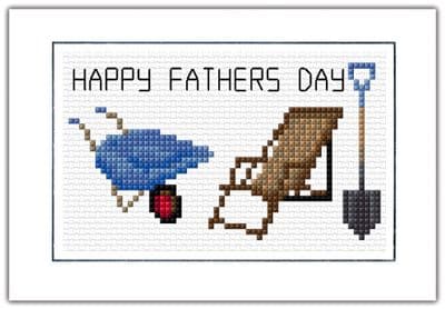 Garden Chair + Tools, Happy Fathers Day ~ 14 Count Cross Stitch Card Kit