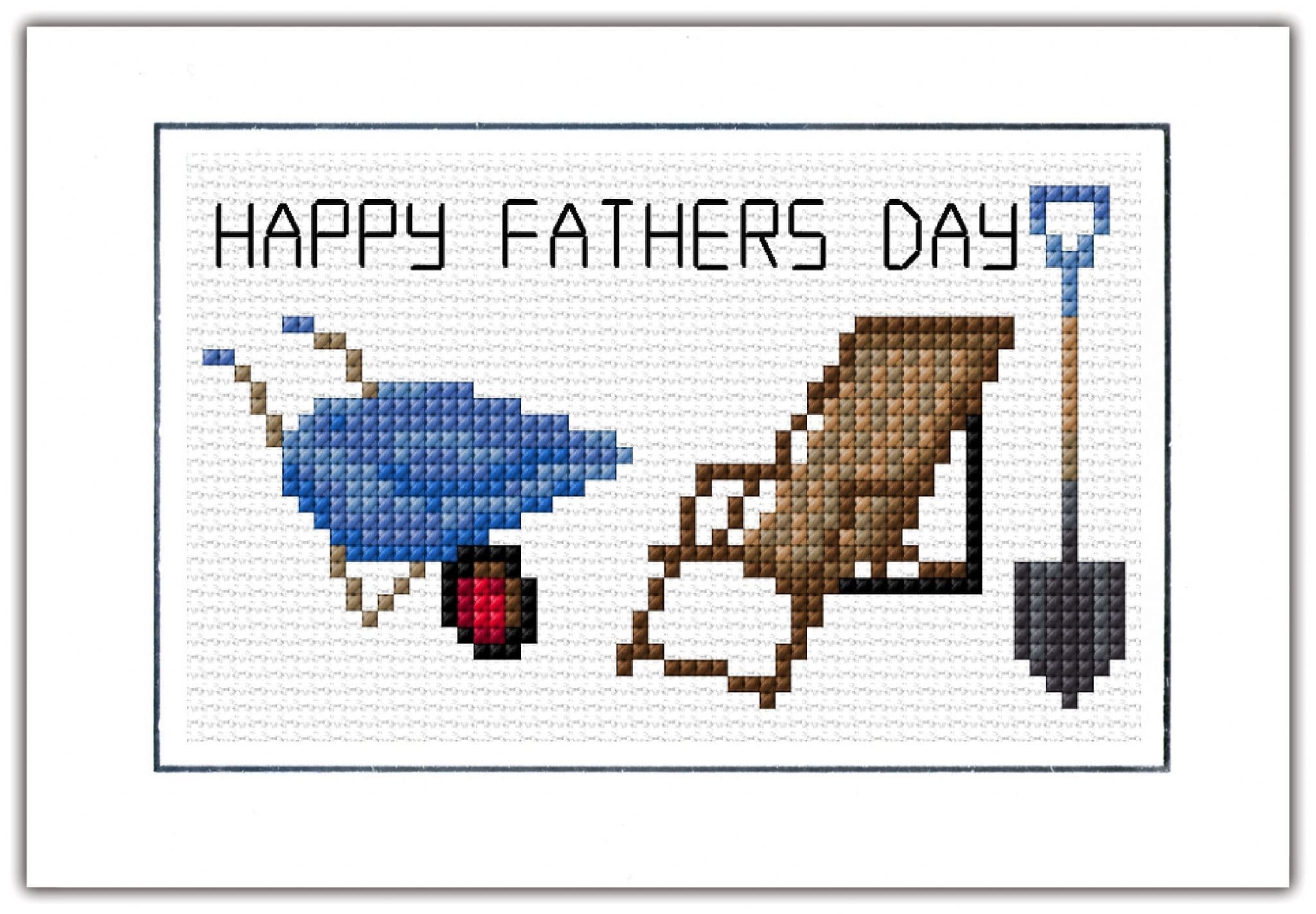 Garden Chair & Tools Happy Fathers Day Cross Stitch Card Kit | 14ct A6