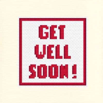 GET WELL SOON Block Wording: Cross Stitch Card Kit | 14ct Square 5.5