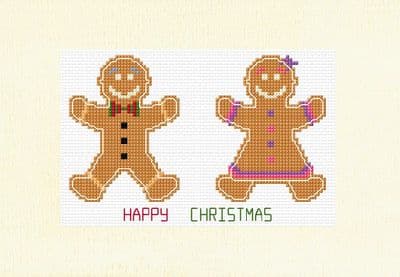 Gingerbread Couple: Happy Christmas Cross Stitch Card Kit | 16ct A5 (6
