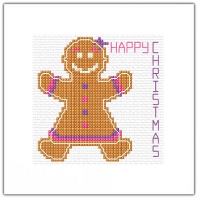 Gingerbread Lady: Happy Christmas Cross Stitch Card Kit | 14ct Square 5.5