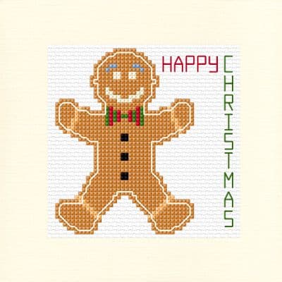 Gingerbread Man: Happy Christmas Cross Stitch Card Kit | 14ct Square 5.5