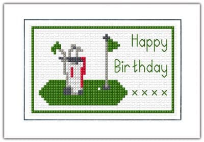Golf Design: Happy Birthday Cross Stitch Card Kit | 14ct A6