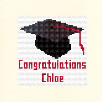 Graduation Mortar Cap: Congratulations Hat Cross Stitch Card Kit | 16ct Square 5.5