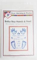 Hands & Feet ~ Baby Boy Blue Birth Sampler/Announcement ~ 16 Count Cross Stitch