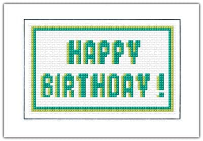 HAPPY BIRTHDAY Block Wording: Creative Colours Cross Stitch Card Kit | 14ct A6
