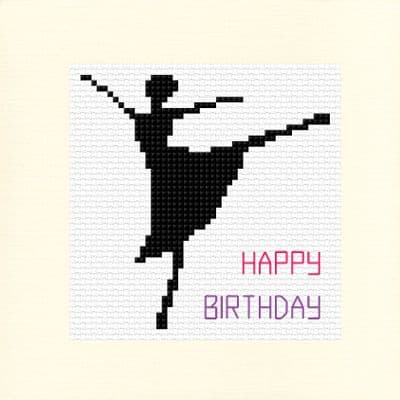 Happy  Birthday - Dancer / Dancing  Silhouette Design - Cross Stitch Card Kit 5.5