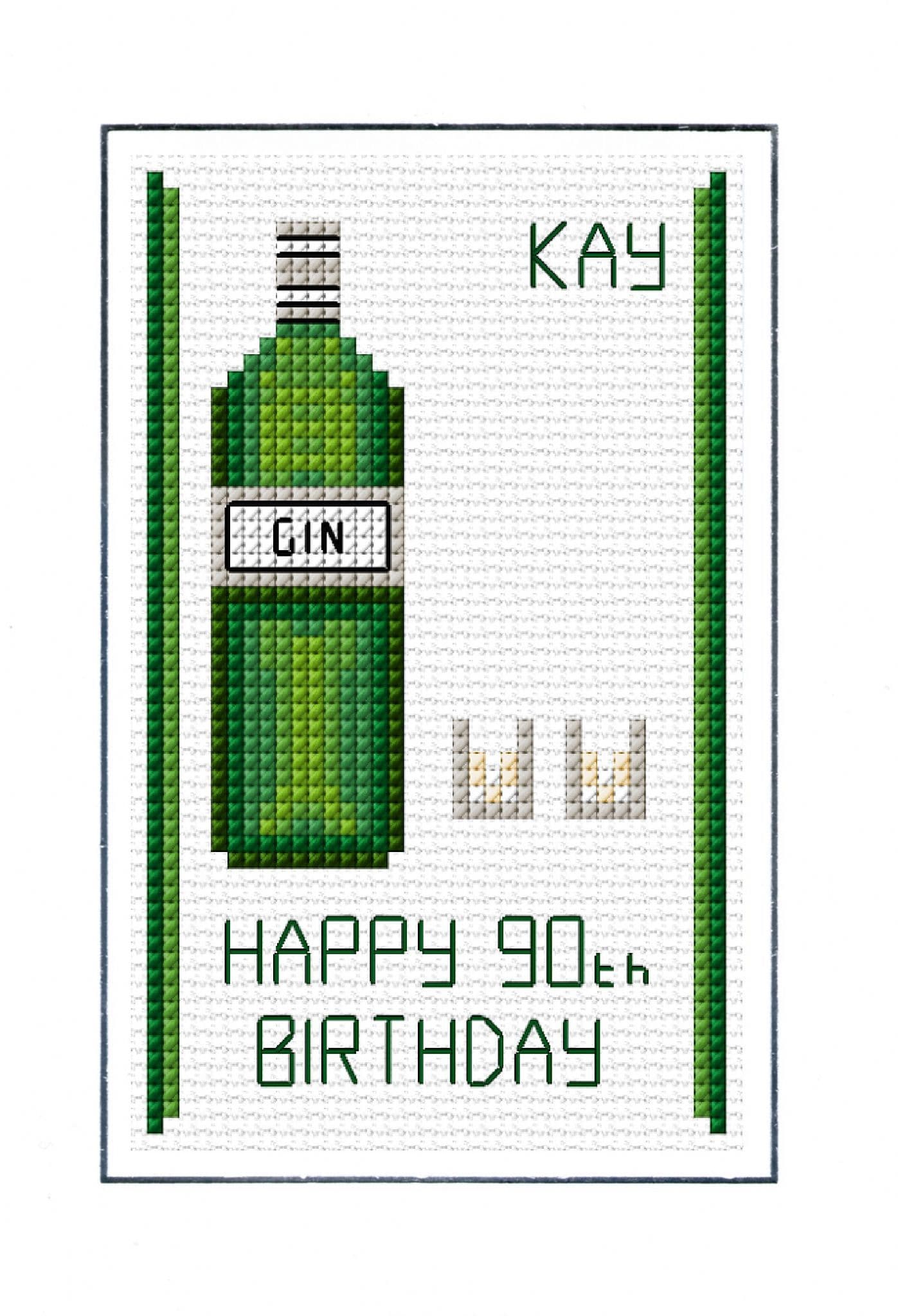 Happy Birthday Gin & Glasses Cross Stitch A6 Card Kit