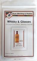 Happy Birthday, Whisky & Glasses: Cross Stitch A6 Card Kit