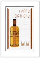 Happy Birthday, Whisky & Glasses: Cross Stitch A6 Card Kit
