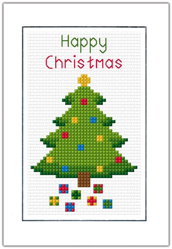 Happy Christmas Tree ~ Cross Stitch A6 Card Kit