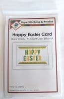 HAPPY EASTER Block Wording Green & Yellow Cross Stitch Card Kit | 14ct A6
