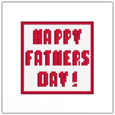 Happy Fathers Day ~ Block Wording, Red Greeting Card Cross Stitch Kit 5.5