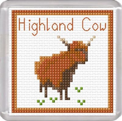Highland Cow Coaster - 14 Count Cross Stitch Kit