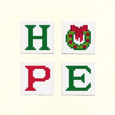 HOPE: Christmas Cross Stitch Card Kit  | 14ct Square 5.5