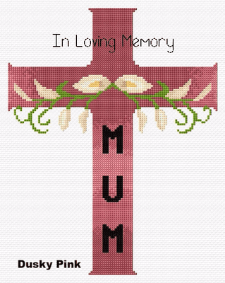 In Loving Memory Cross with Lilies: Personalised, Plain 14ct Cross Stitch Kit, Sympathy Bereavement