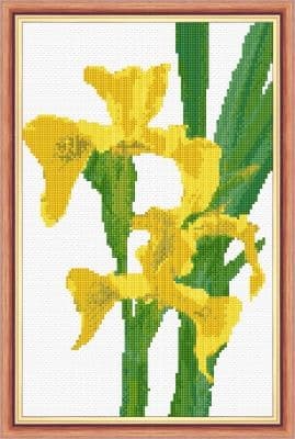 Iris, Yellow (Wild) Flowers: Counted Cross Stitch Kit or Chart | 14ct 7