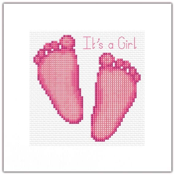 It's a Girl, Pink Feet Design ~ Baby Card 5.5