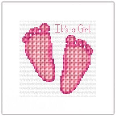 It's a Girl, Pink Feet Design - Baby Card 5.5