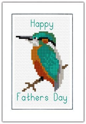 Kingfisher, Happy Fathers Day ~ 14 Count A6 Greeting Card, Cross Stitch Kit