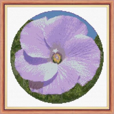 Lilac Hibiscus Flower: Counted Cross Stitch Kit or Chart | 14ct 10