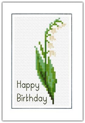 Lily of the Valley: Happy Birthday Cross Stitch Card Kit | 14ct A6