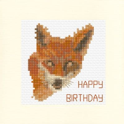Majestic Fox: Happy Birthday Cross Stitch Card Kit | 14ct Square 5.5